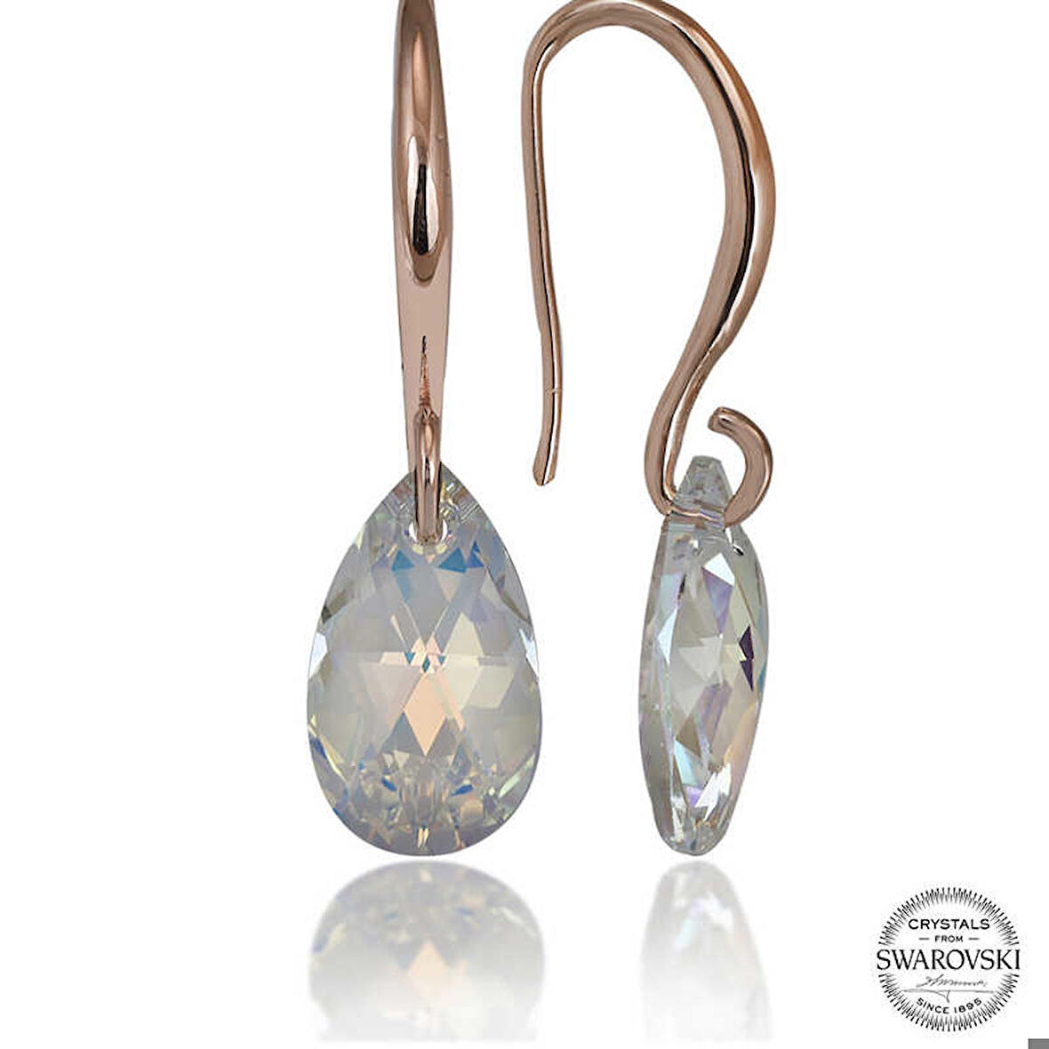 Ebuz Swarovski Crystal Taşlı Gümüş Damla Sallantılı Kadın Küpe