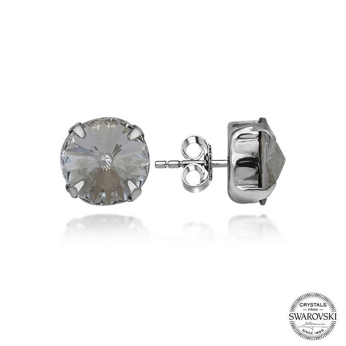 Ebuz Swarovski Crystal Taşlı Gümüş  Çivili Kadın Küpe