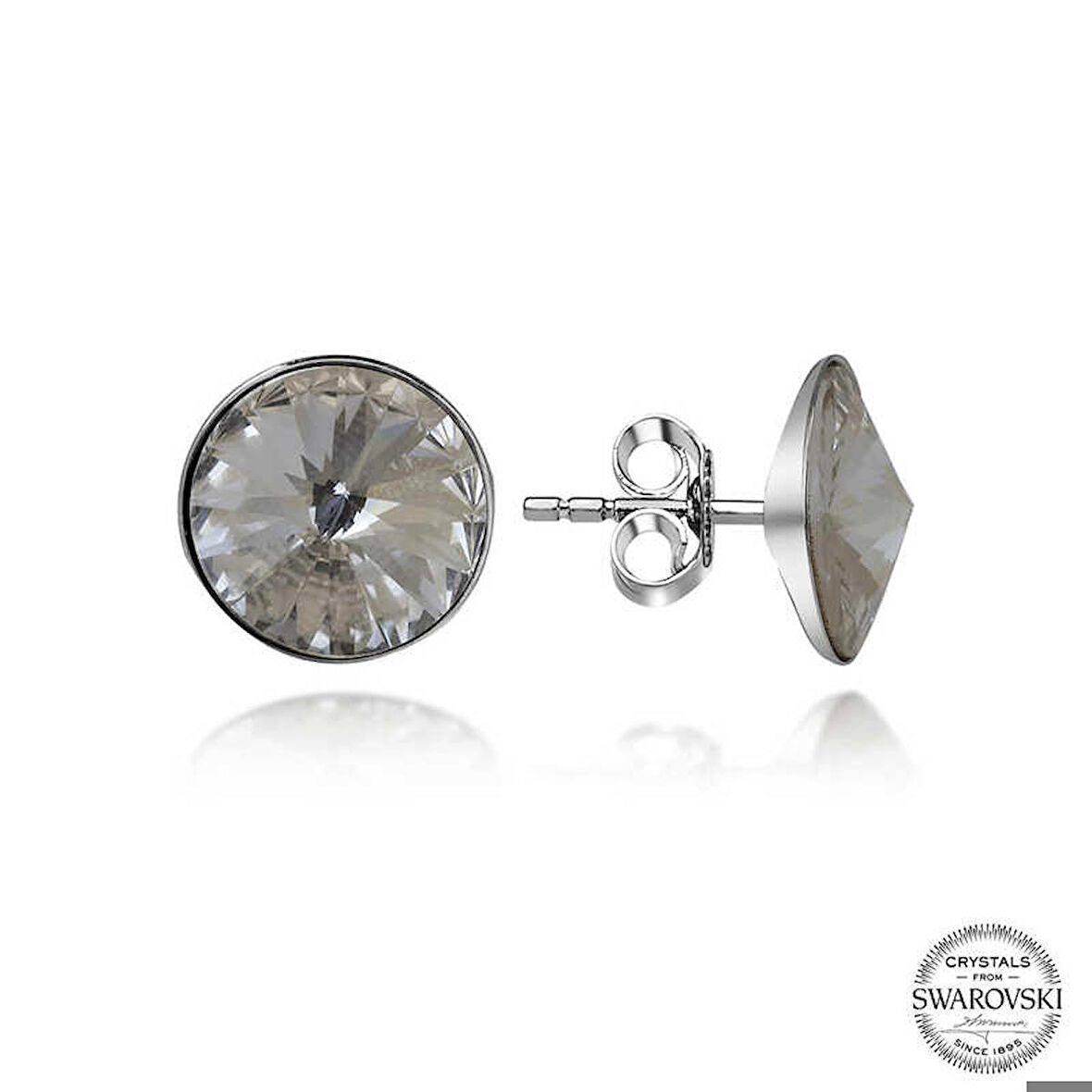 Ebuz Swarovski Crystal Taşlı Gümüş Çivili Kadın Küpe