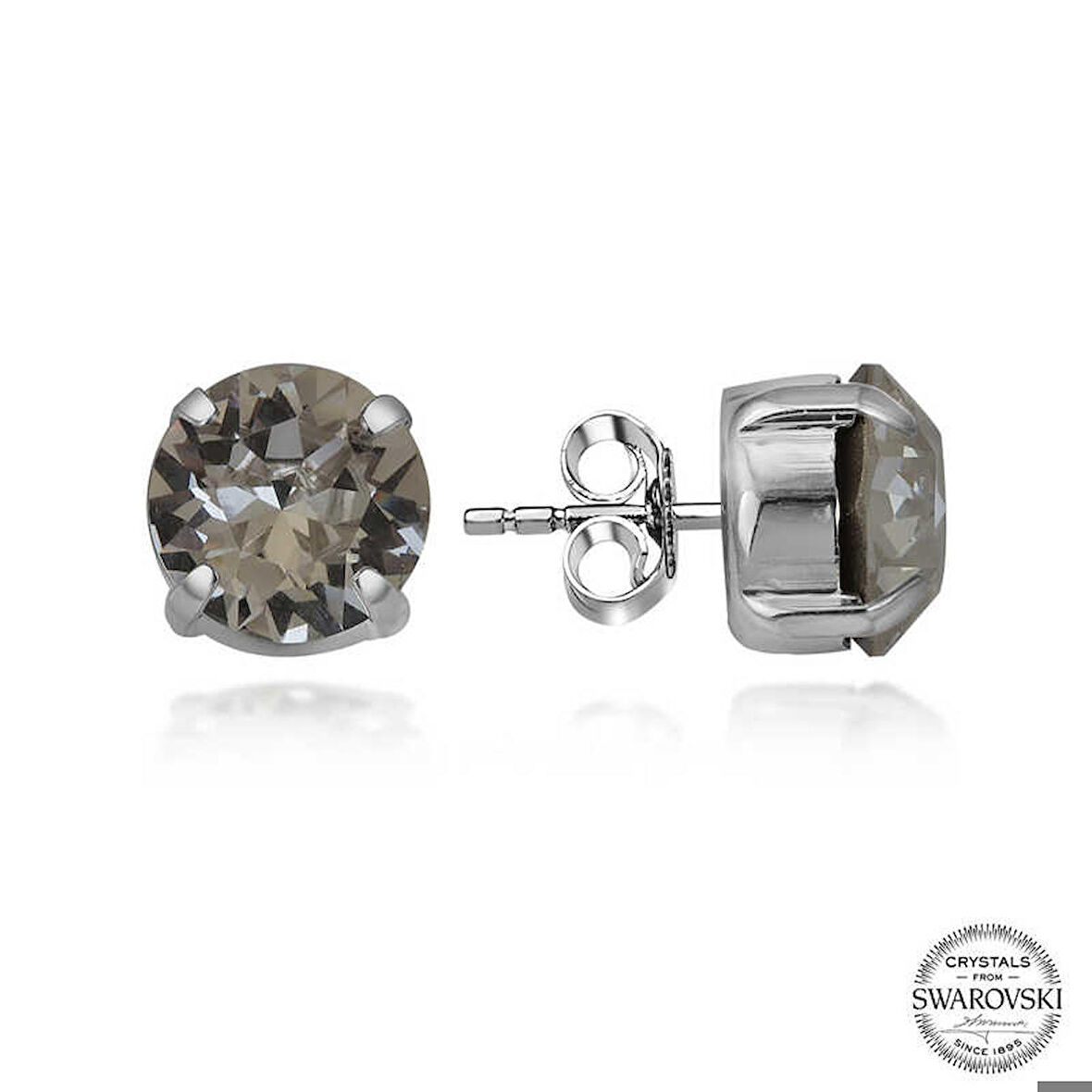 Ebuz Swarovski Crystal Taşlı Gümüş Çivili Kadın Küpe