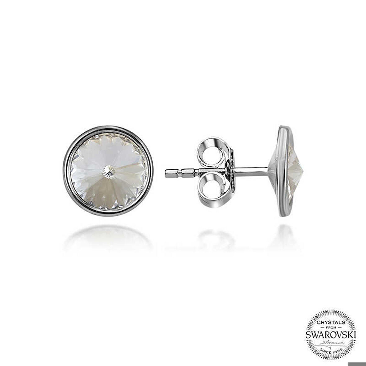 Ebuz Swarovski Crystal Taşlı Gümüş Çivili Kadın Küpe