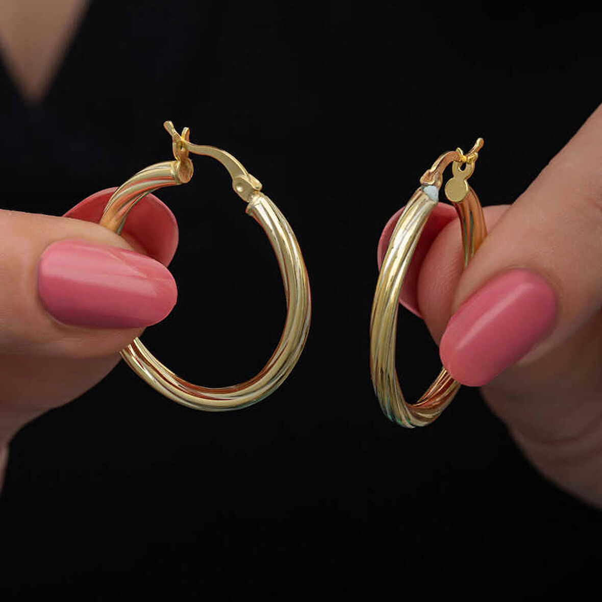 Ebuz Gümüş Gold 3 mm Burgu Şarnel Küpe