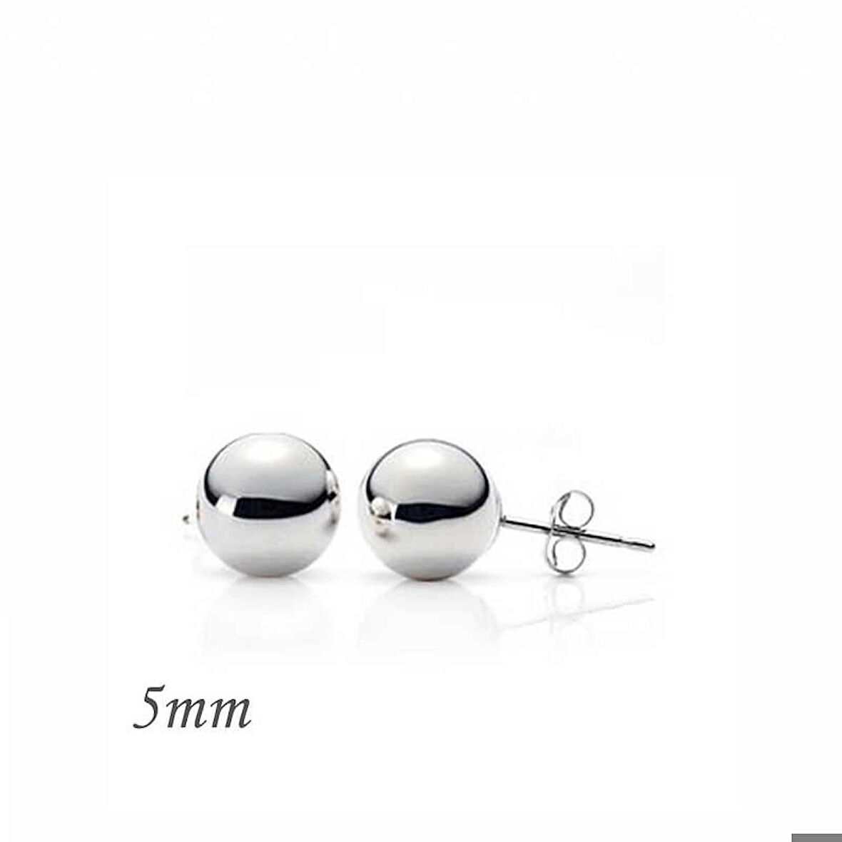 Ebuz Gümüş Top Küpe - 5 mm