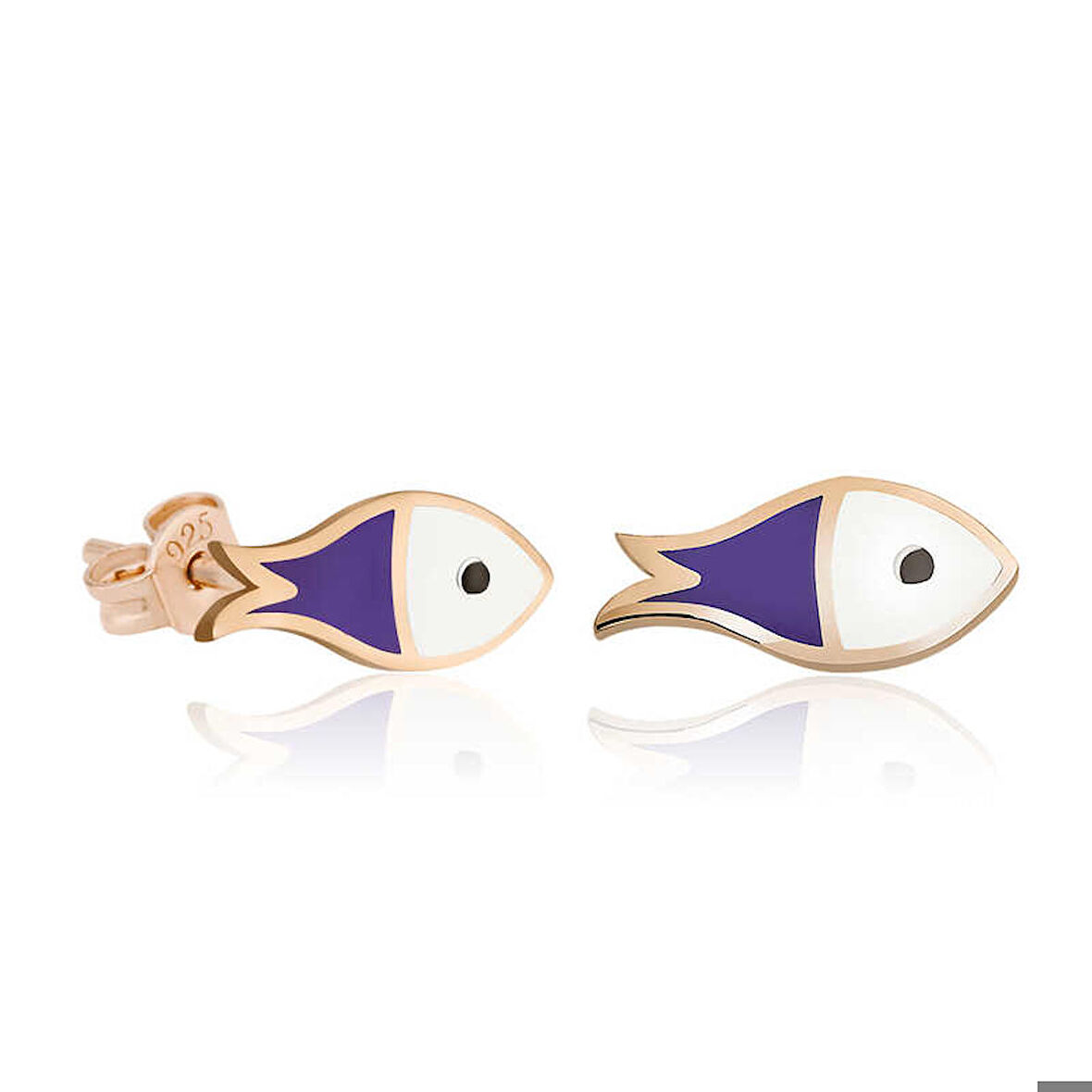 Ebuz Gümüş Mor Balık Küpe