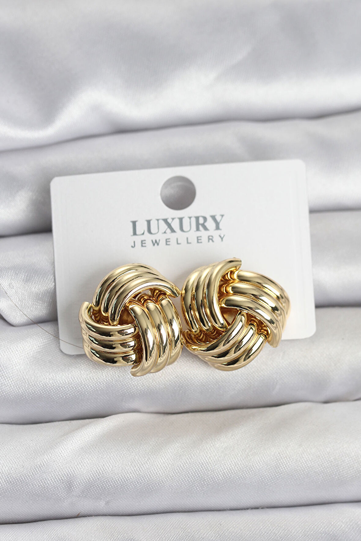 Pirinç Sarmal Gold Renk Kadın Küpe