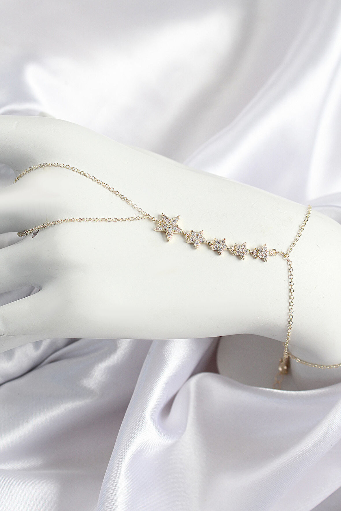 Pirinç Zirkon Taşlı Yıldız Model Gold Renk Kadın Şahmeran