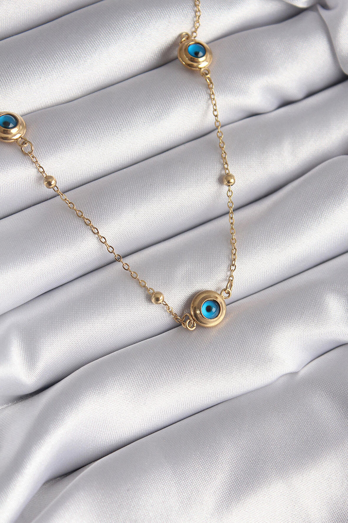 316L Çelik Gold Renk Nazar Boncuk Model Kadın Kolye - EBJ240408W23487