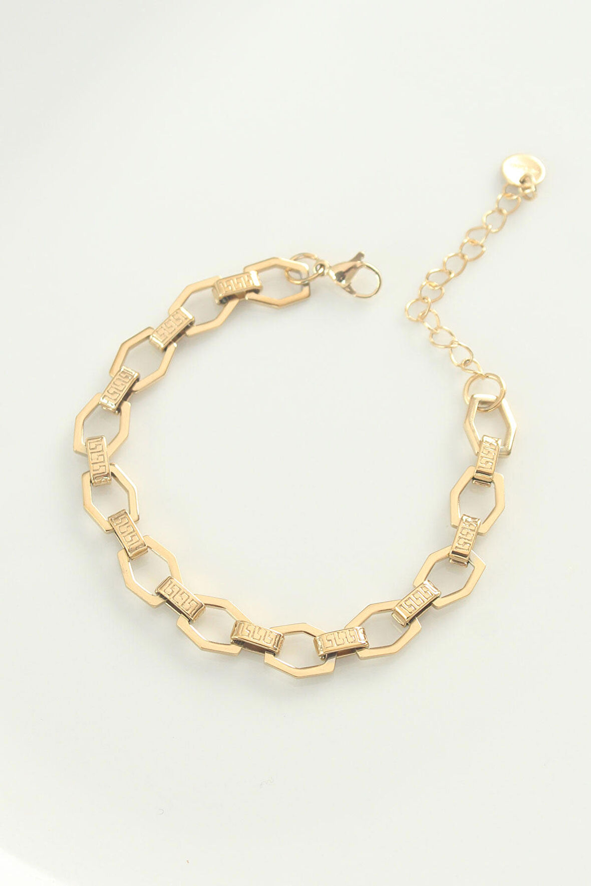 316L Çelik Gold Renk Geometrik Zincir Bileklik - EBJ240521W24205
