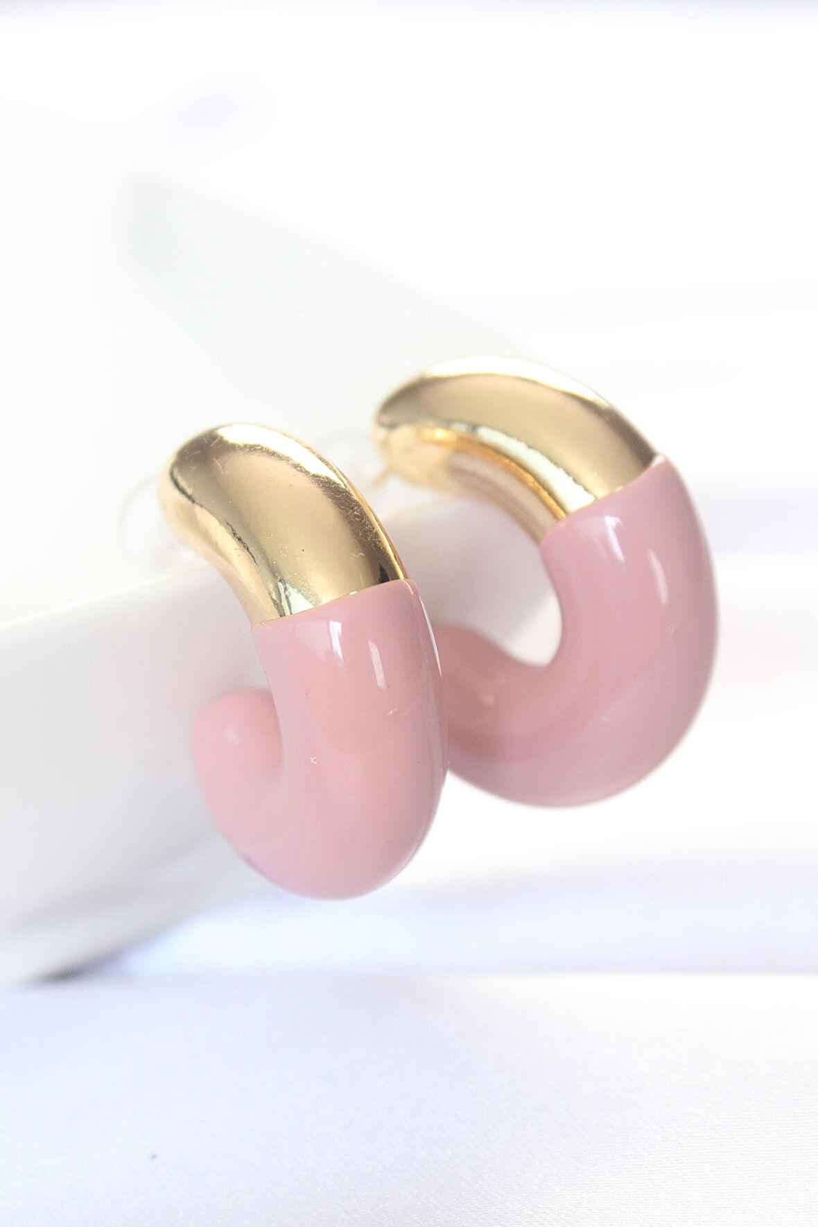 CCB Gül Kurusu Gold Çift Renk Küpe - EBJ240521W24165
