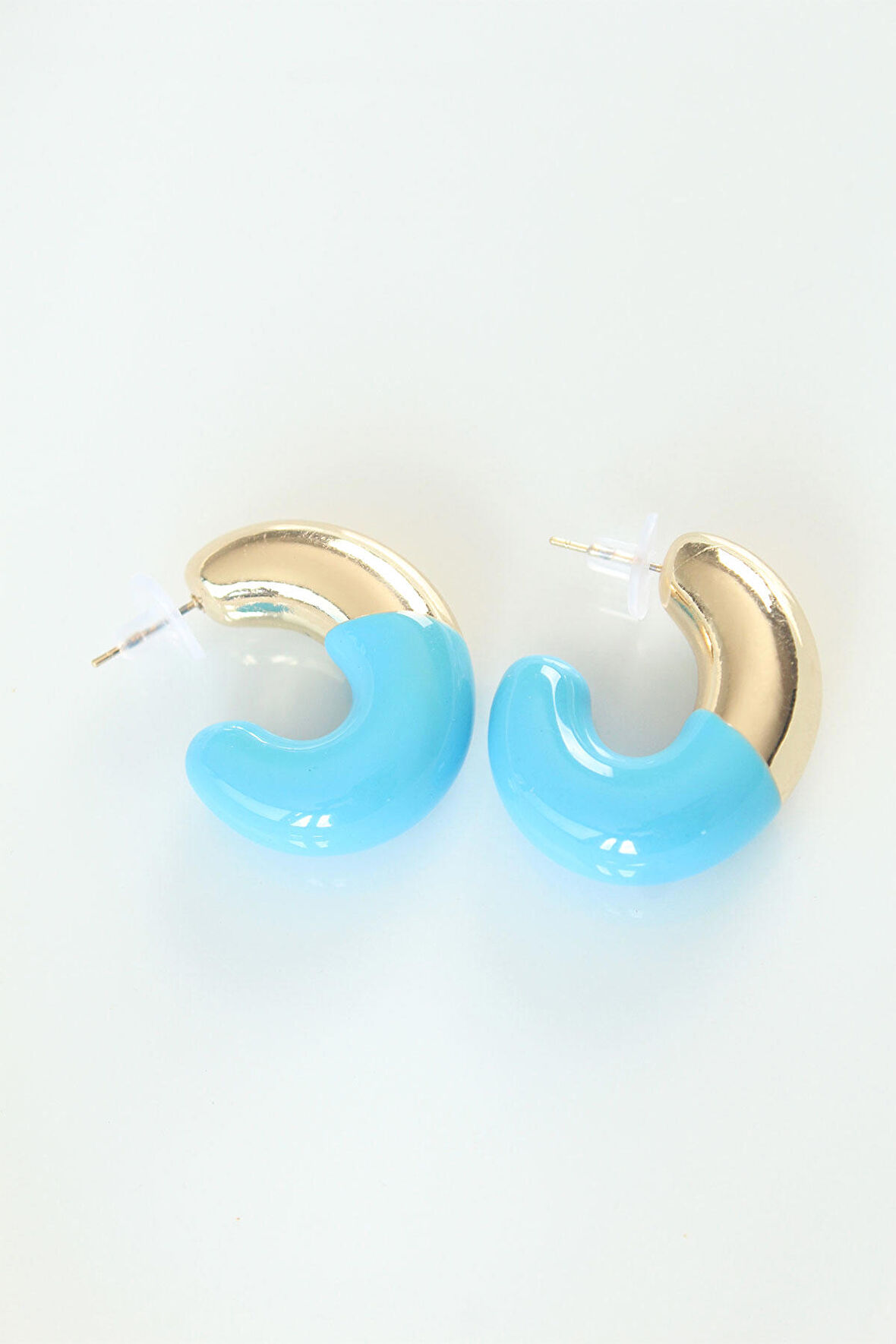 CCB Mavi Gold Çift Renk Küpe - EBJ240521W24169