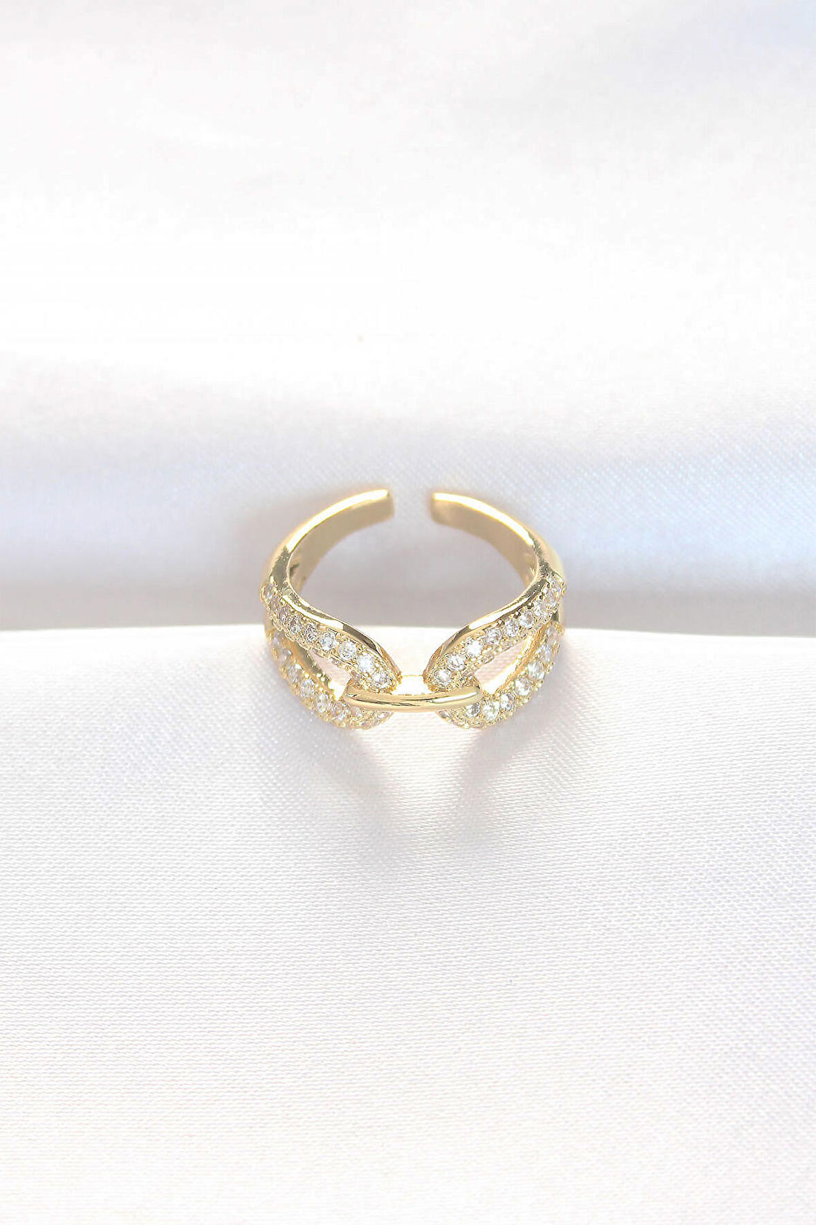 Zirkon Taşlı Gold Renk Ayarlanabilir Yüzük - EBJ240521W24327