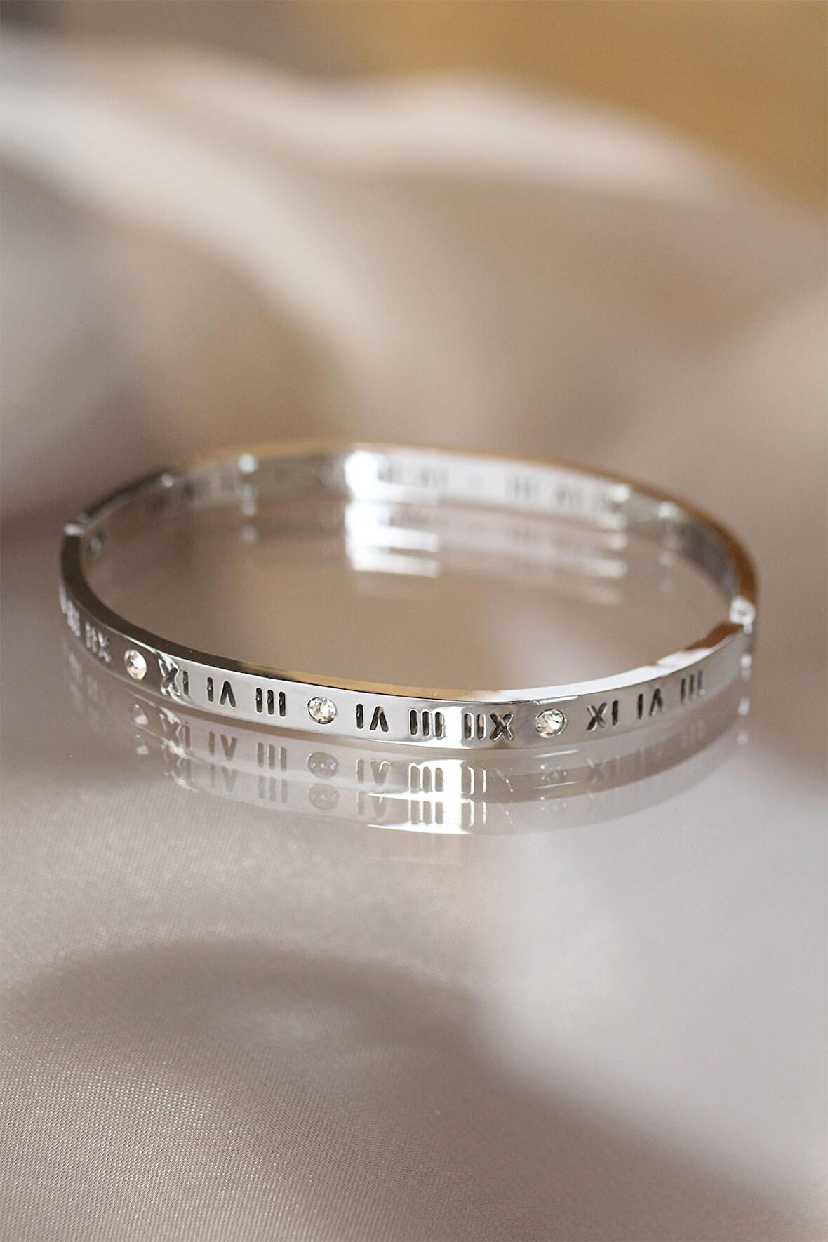 316L Çelik Roma Rakamlı Silver Renk Cartier Bilezik - EBJ240629W24996