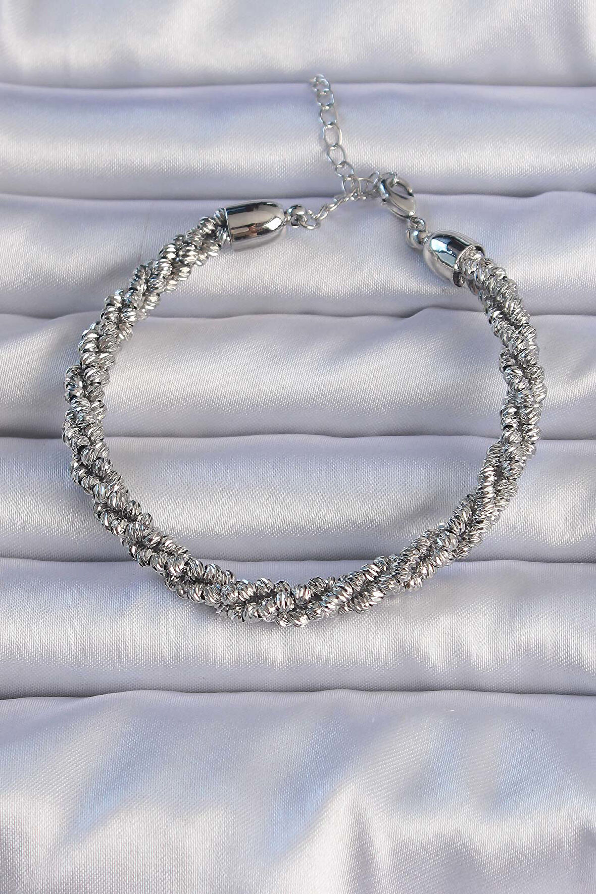 Pirinç Gümüş Renk Sarmal Model Bileklik - EBJ240912W27961