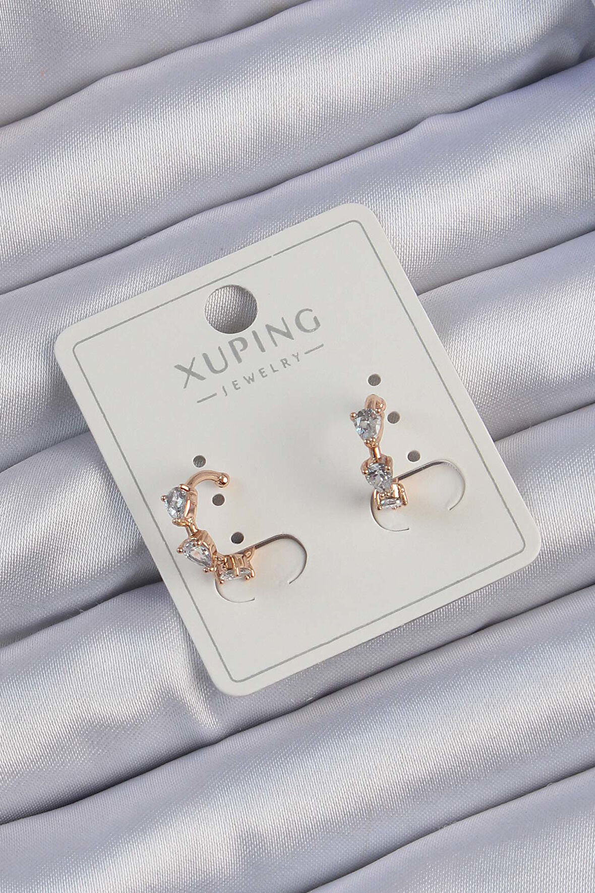 Xuping Rose Renk Damla Zirkon Taşlı Earcuff Küpe - EBJ240913W28059