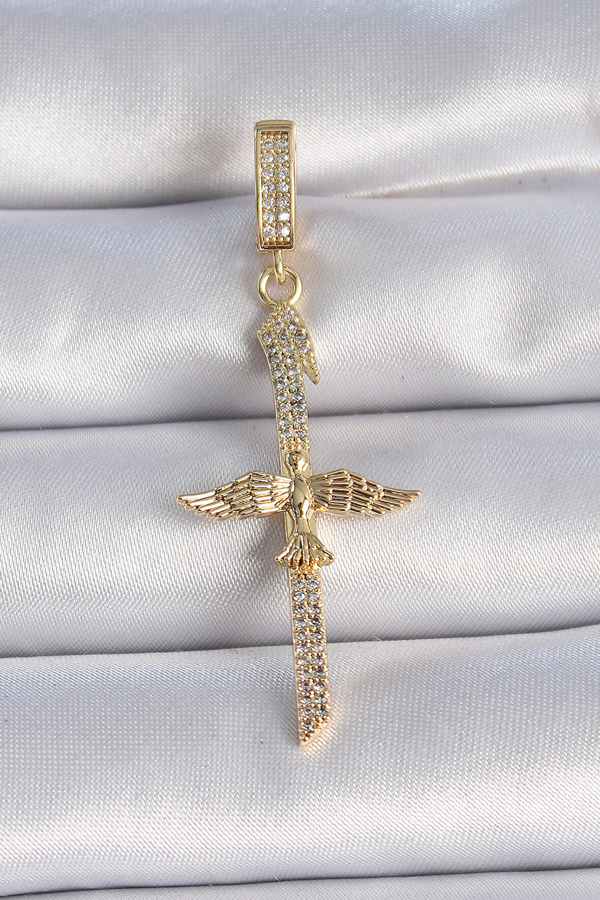 Gold Renk Zirkon Taş Detaylı Elif Model Anka Kuşu Figür Ajda Charm - EBJ241109W28983