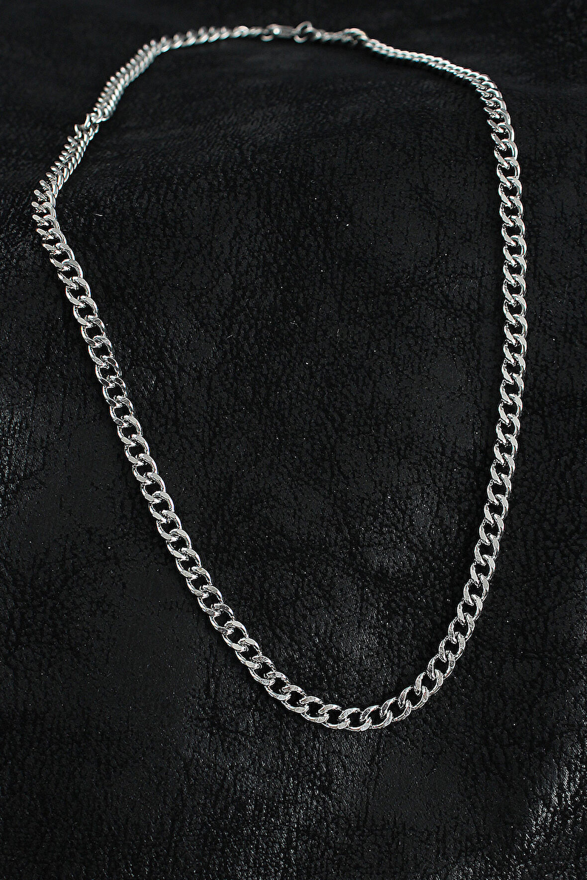 Klasik Zincir Model Gümüş Renk Erkek Kolye - EBJ250705W36398