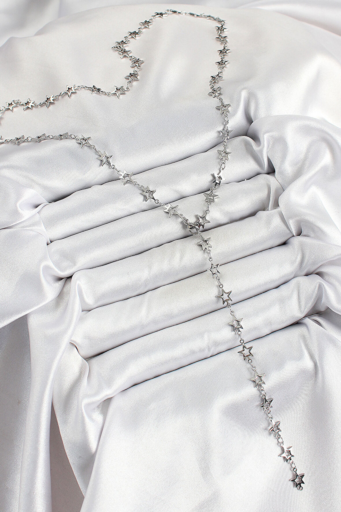 Pirinç Gümüş Renk Yıldızlı Kadın Y Kolye - EBJ250726W35585