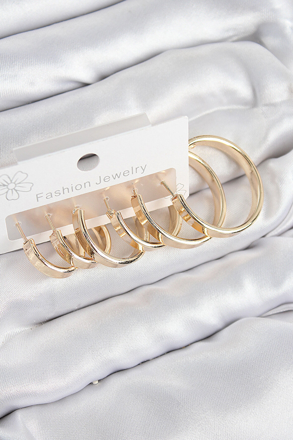 Pirinç Halka Model Gold Renk Kadın Set Küpe - EBJ250802W37045