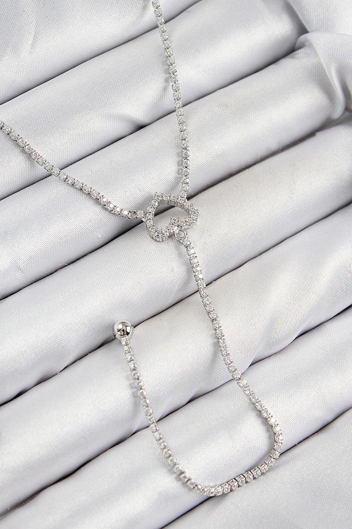 Pirinç Zirkon Taşlı Kalp Model Gümüş Renk  Y Kolye - EBJ250816W37237