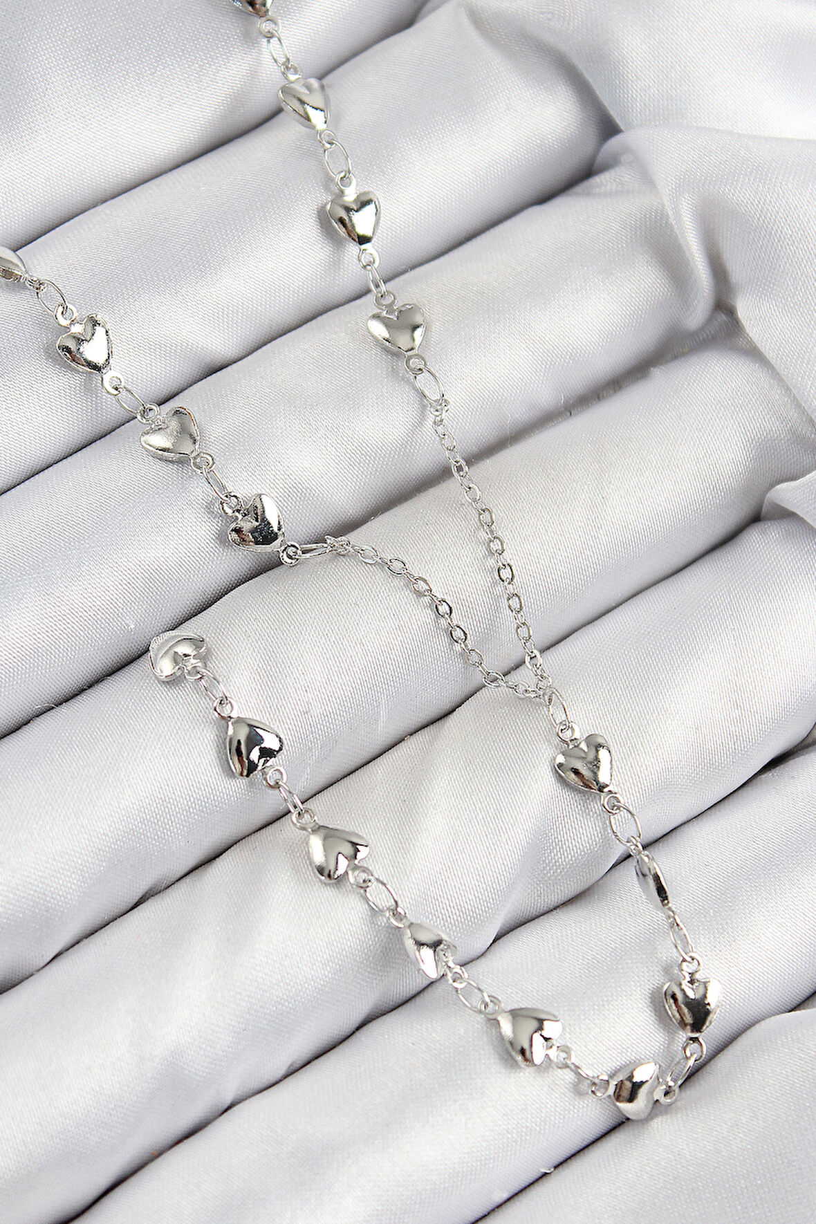 Pirinç Zirkon Taşlı Kalp Model Gümüş Renk Y Kolye - EBJ250816W37246