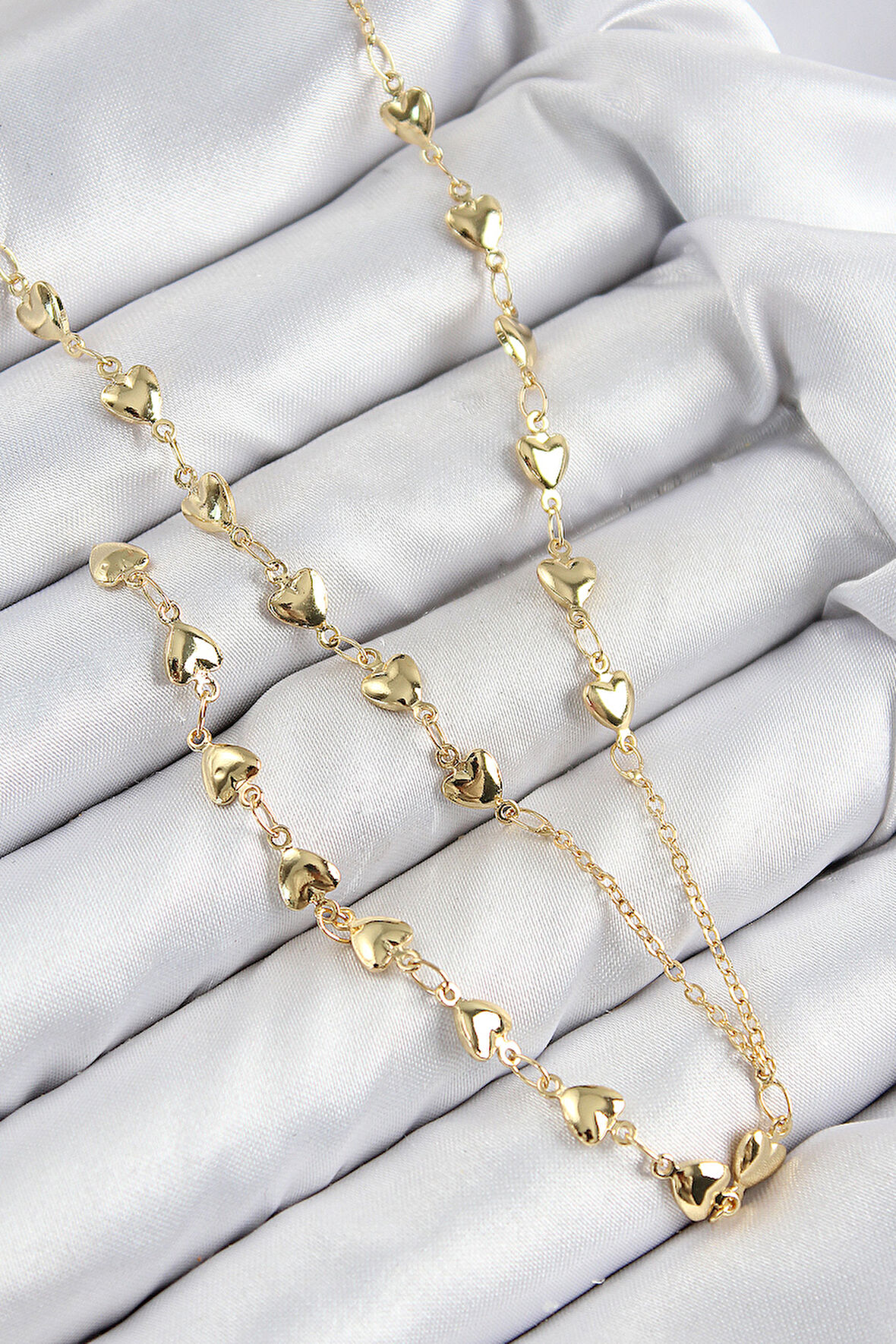 Pirinç Zirkon Taşlı Kalp Model Gold Renk Y Kolye - EBJ250816W37247