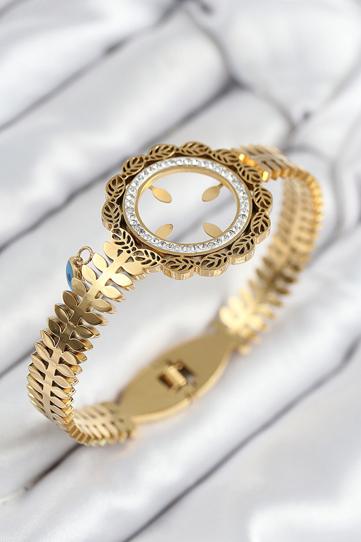 Zirkon Taşlı Çeyrek Takılabilir Gold Renk Kelepçe - EBJ250902W37645