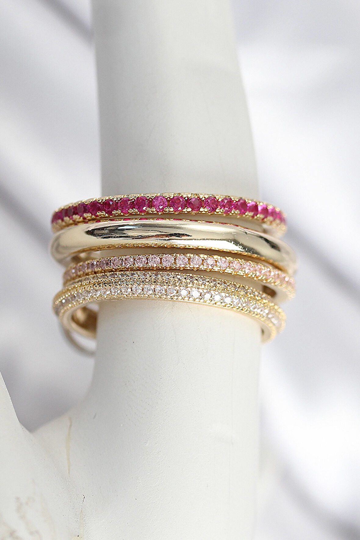 Pirinç Gold Renk Zirkon Taşlı 4'Lü Kadın Yüzük - EBJ250902W37552