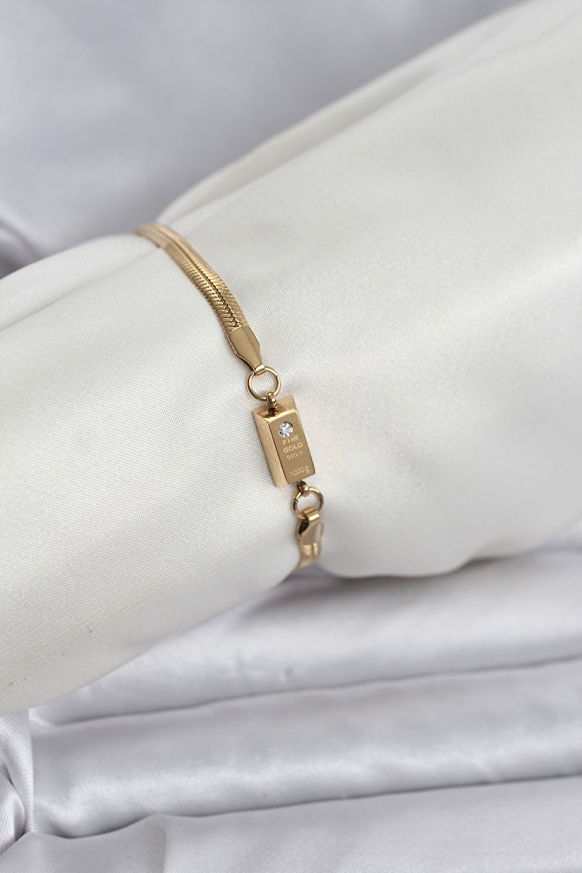 Gold Renk Külçe Altın Model Kadın Bileklik - EBJ251115W38450