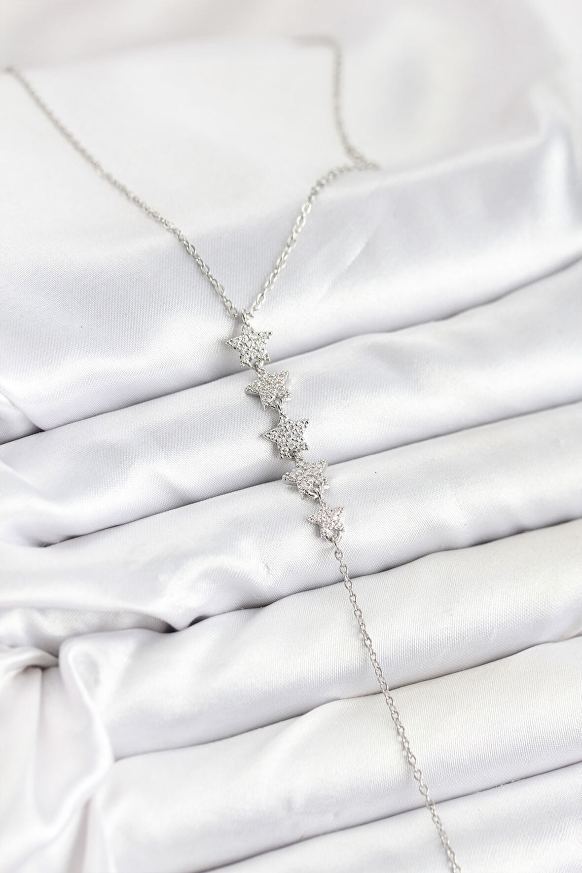 Zincir Gümüş Renk Yıldız Model Y Kolye - EBJ251115W38397