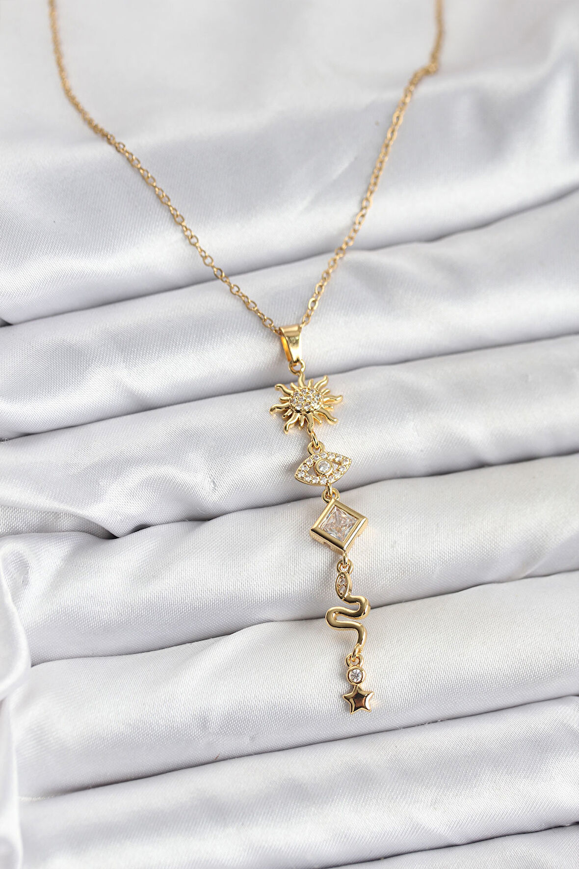 Zincir Gold Renk Güneş ve Enerji Model Kadın Y Kolye - EBJ251115W38402