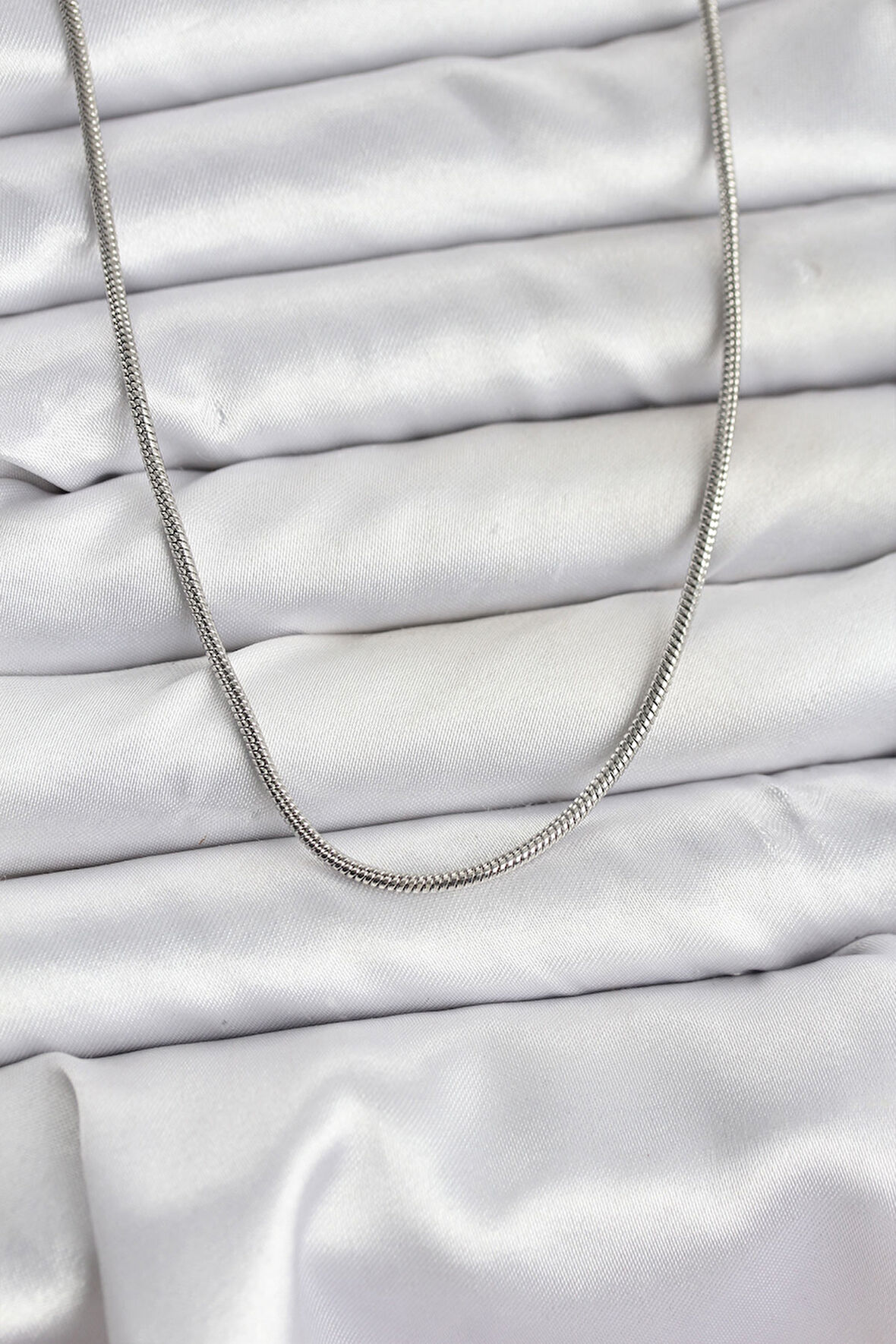 Zincir Gümüş Renk 60 cm Yılan Zincir Kadın Kolye - EBJ251115W38414