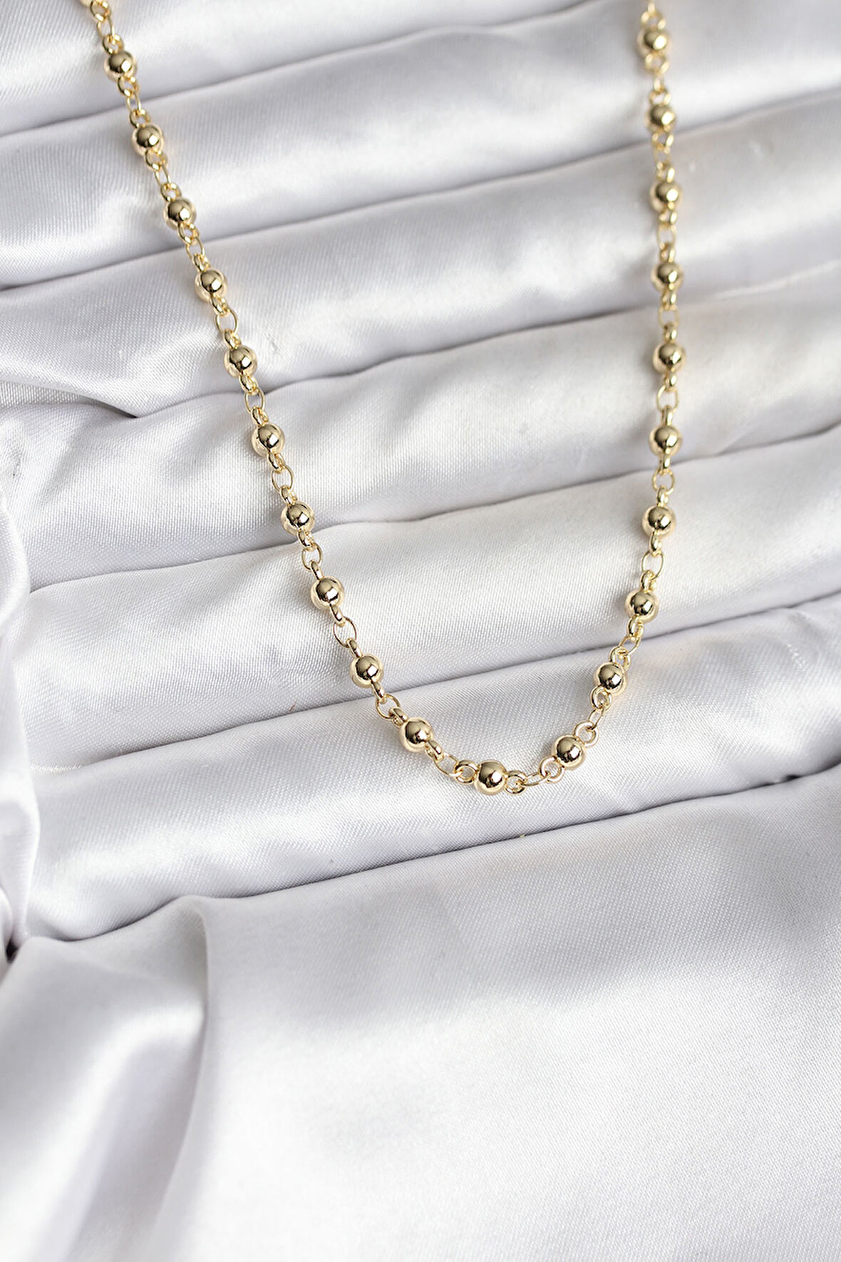 14K Gold Renk Kaplama Topçuklu Zincir Model CM Kadın Kolye - EBJ251201W38694