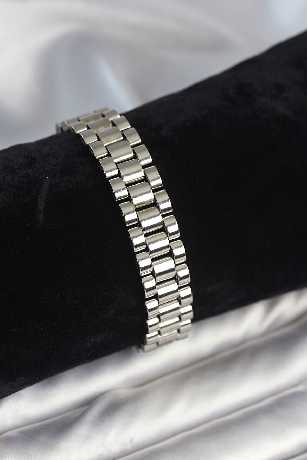 Gümüş Renk 12 mm Kalınlık Erkek Bileklik - EBJ251201W38564