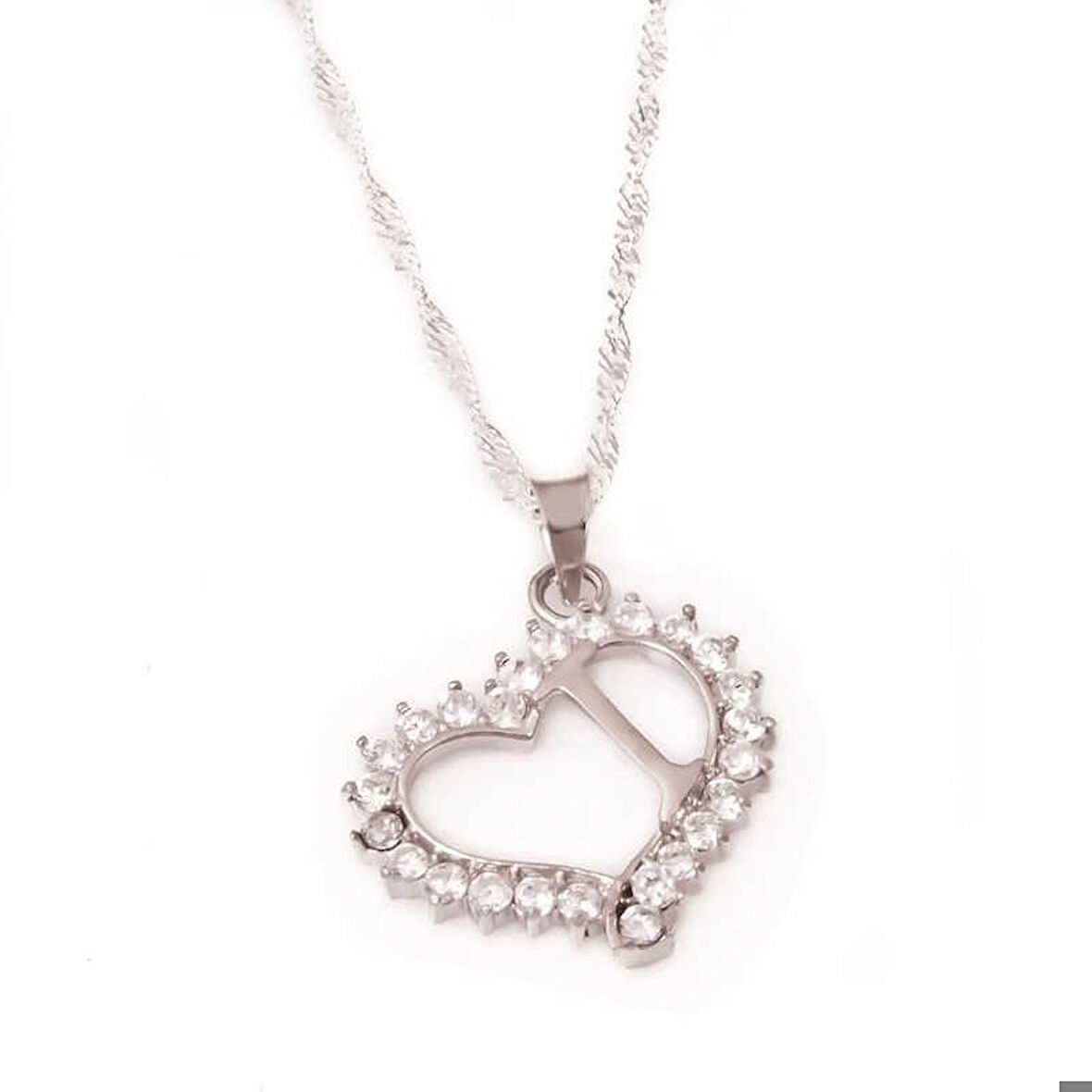 Ebuz Gümüş I Harf Kalpli Kadın Kolye