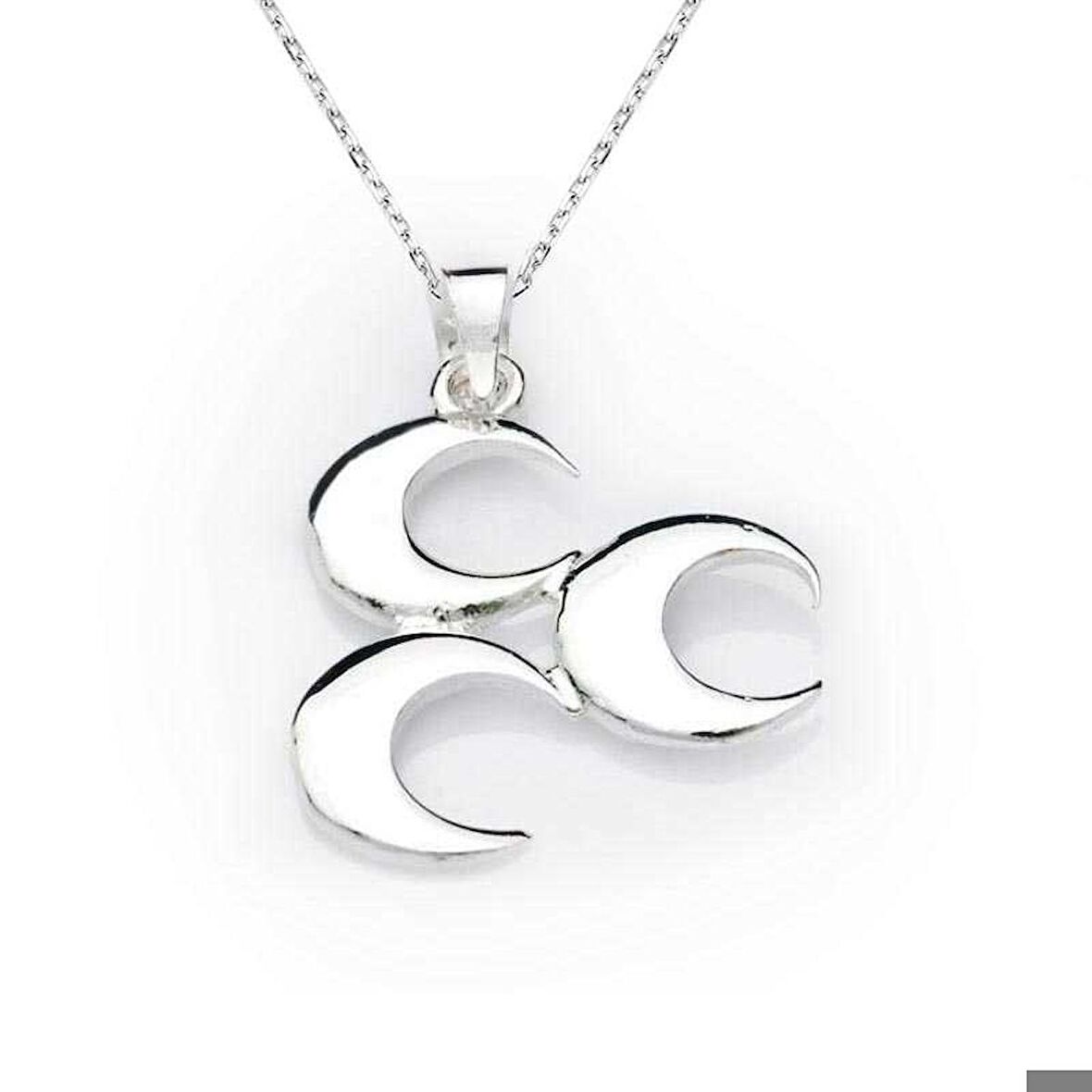 Ebuz Gümüş Üç Hilal Kolye