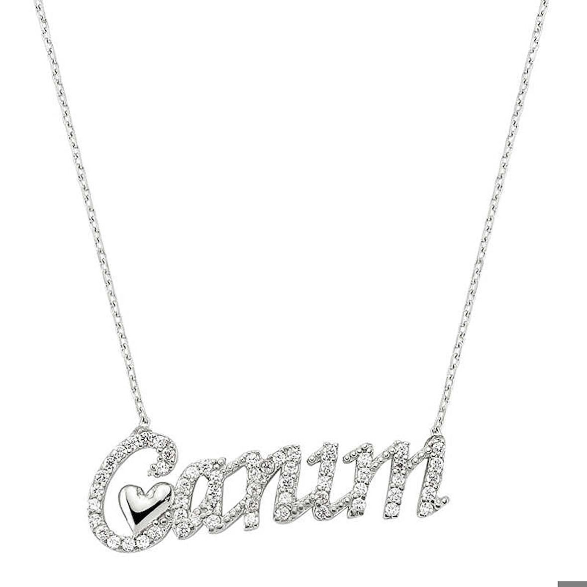 Ebuz Gümüş Canım Yazılı Kadın Kolye