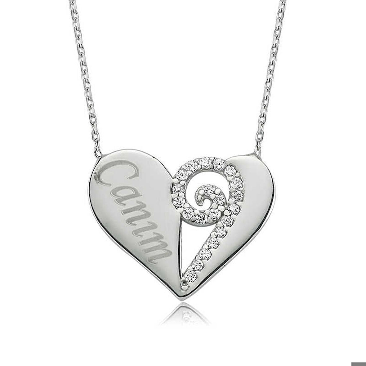 Ebuz Gümüş Canım Kalp Kadın Kolye