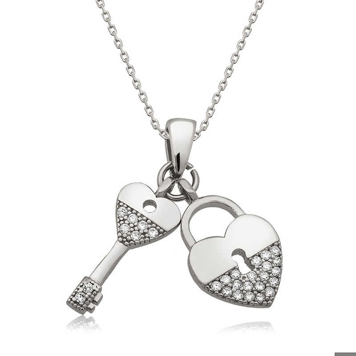 Ebuz ​Gümüş Kalbimin Anahtarı Kolye