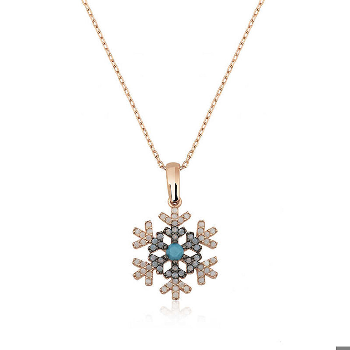 Ebuz Gümüş Rose Kar Tanesi Kadın Kolye