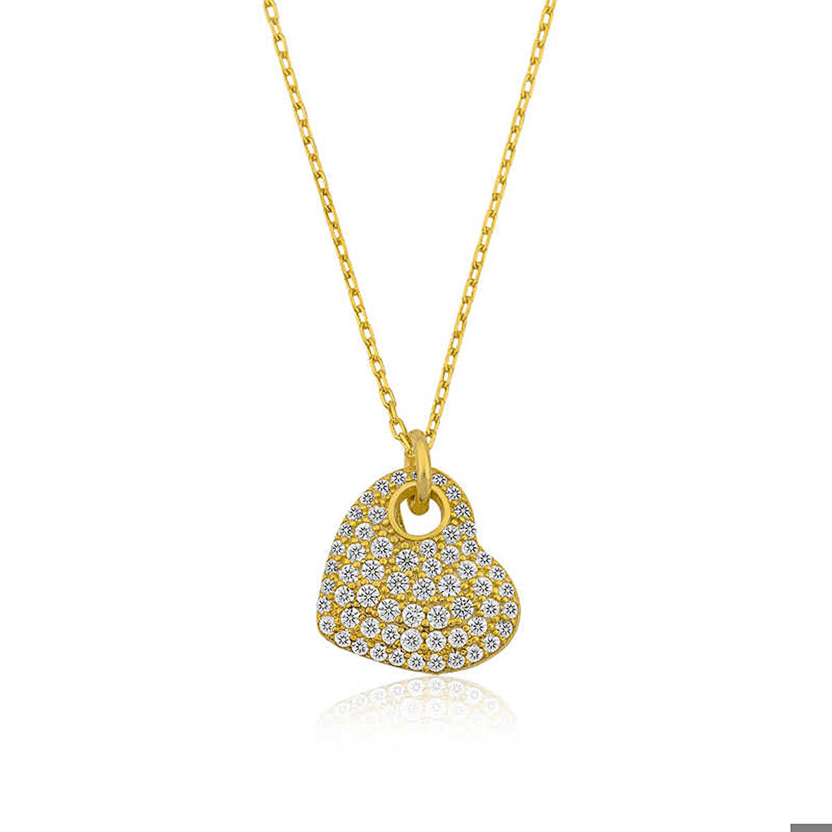 Ebuz Gümüş Gold Kalp Kadın Kolye