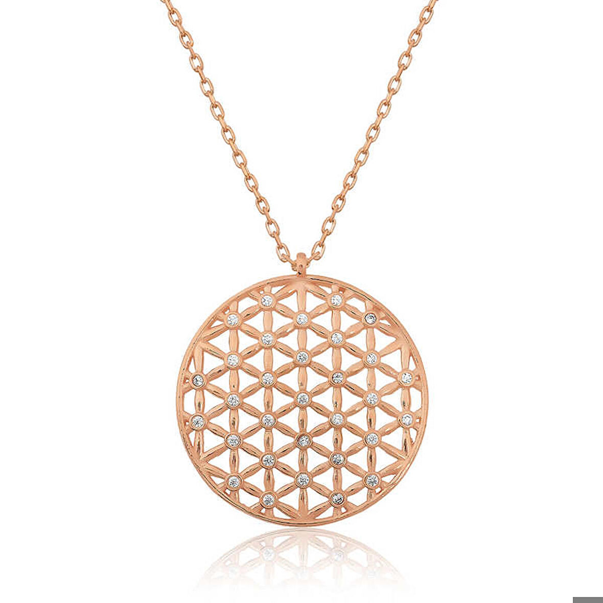 Ebuz ​​​Gümüş Yaşam Çiçeği Kolye