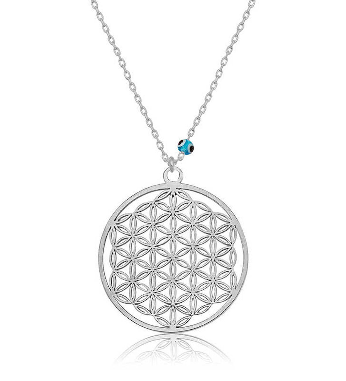 Ebuz Gümüş Nazar Gözlü Yaşam Çiçeği Kolye