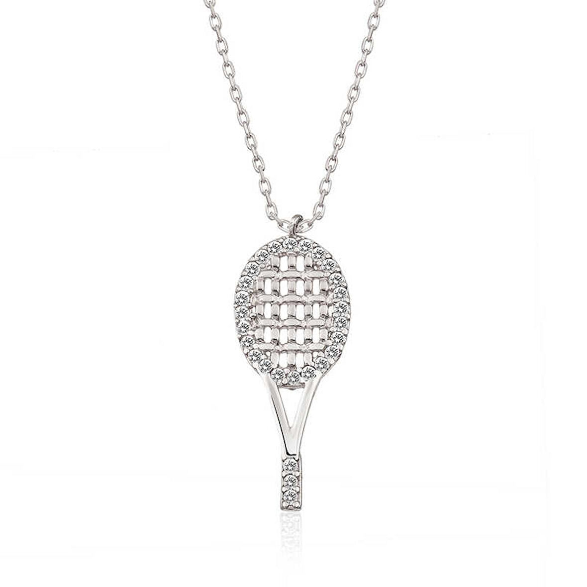 Ebuz ​Gümüş Tenis Raketi Kadın Kolye