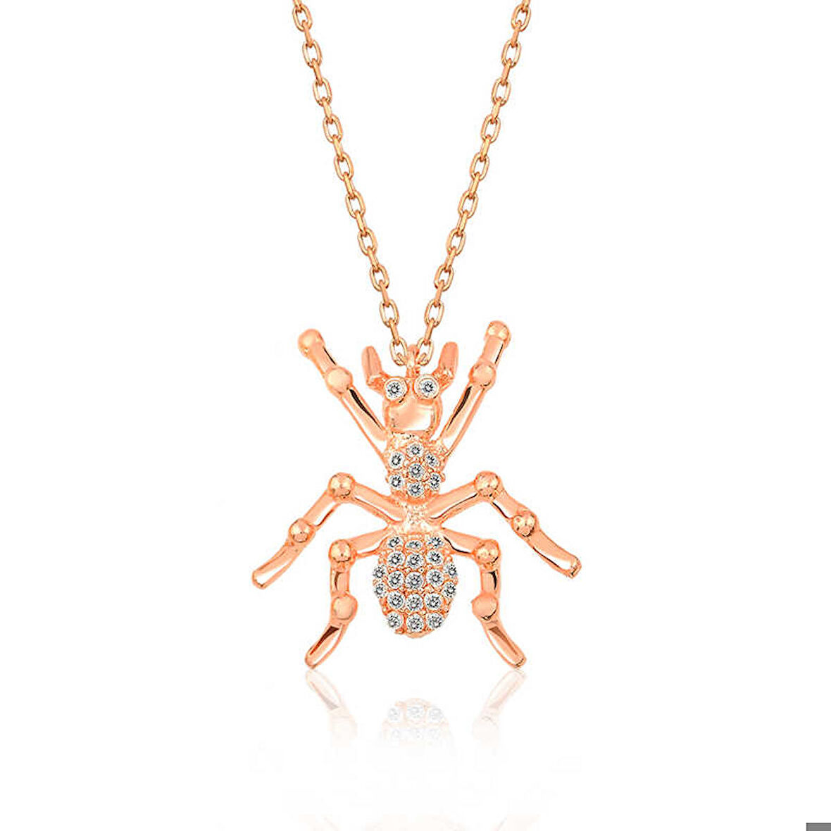 Ebuz Gümüş Rose Örümcek Kadın Kolye