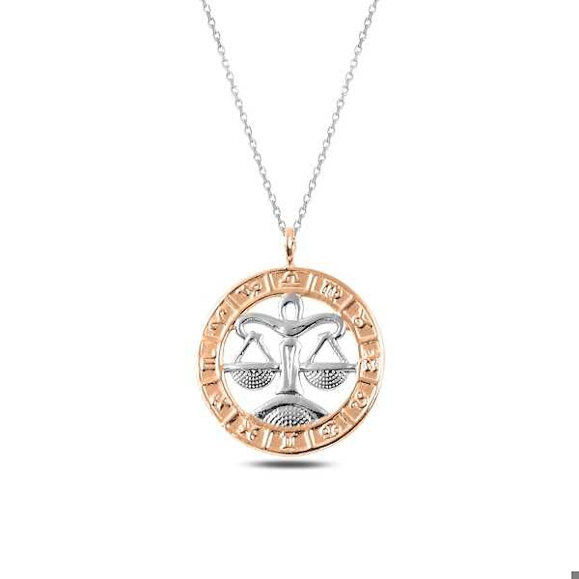 Ebuz ​Gümüş Rose Terazi Burcu Kolye