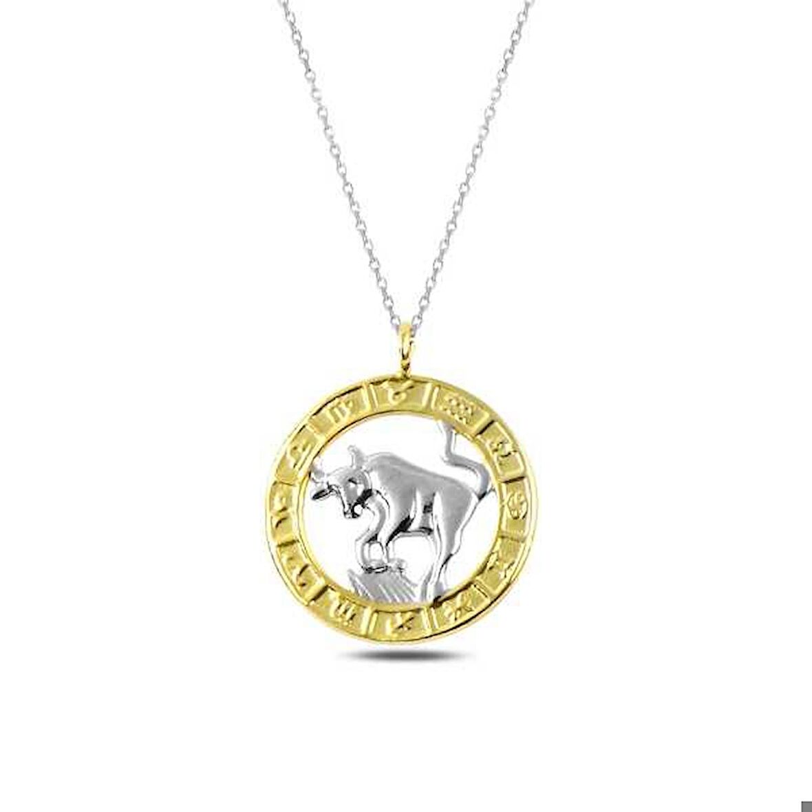 Ebuz ​Gümüş Gold Boğa Burcu Kolye