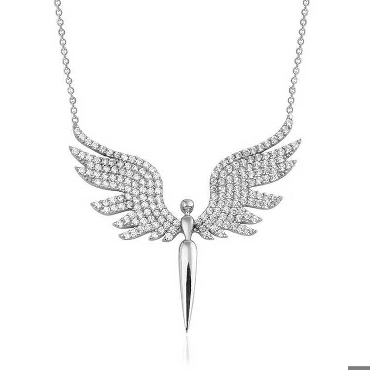 Ebuz Gümüş Mikail Meleği Kadın Kolye