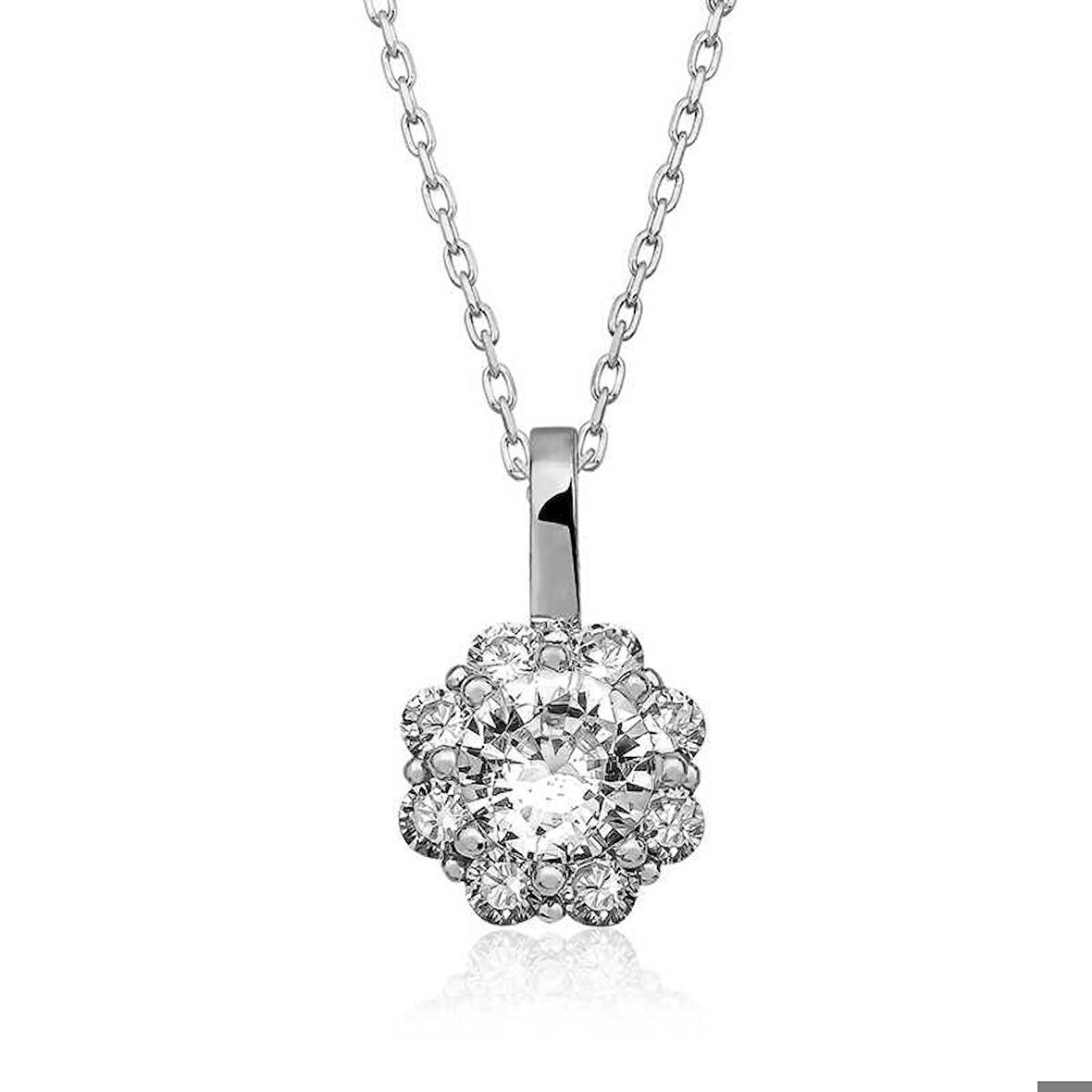 Ebuz Gümüş Çiçek Kolye