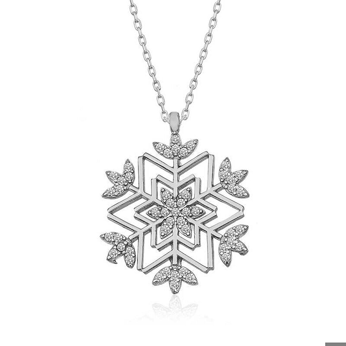 Ebuz Gümüş Kar Tanesi Kolye