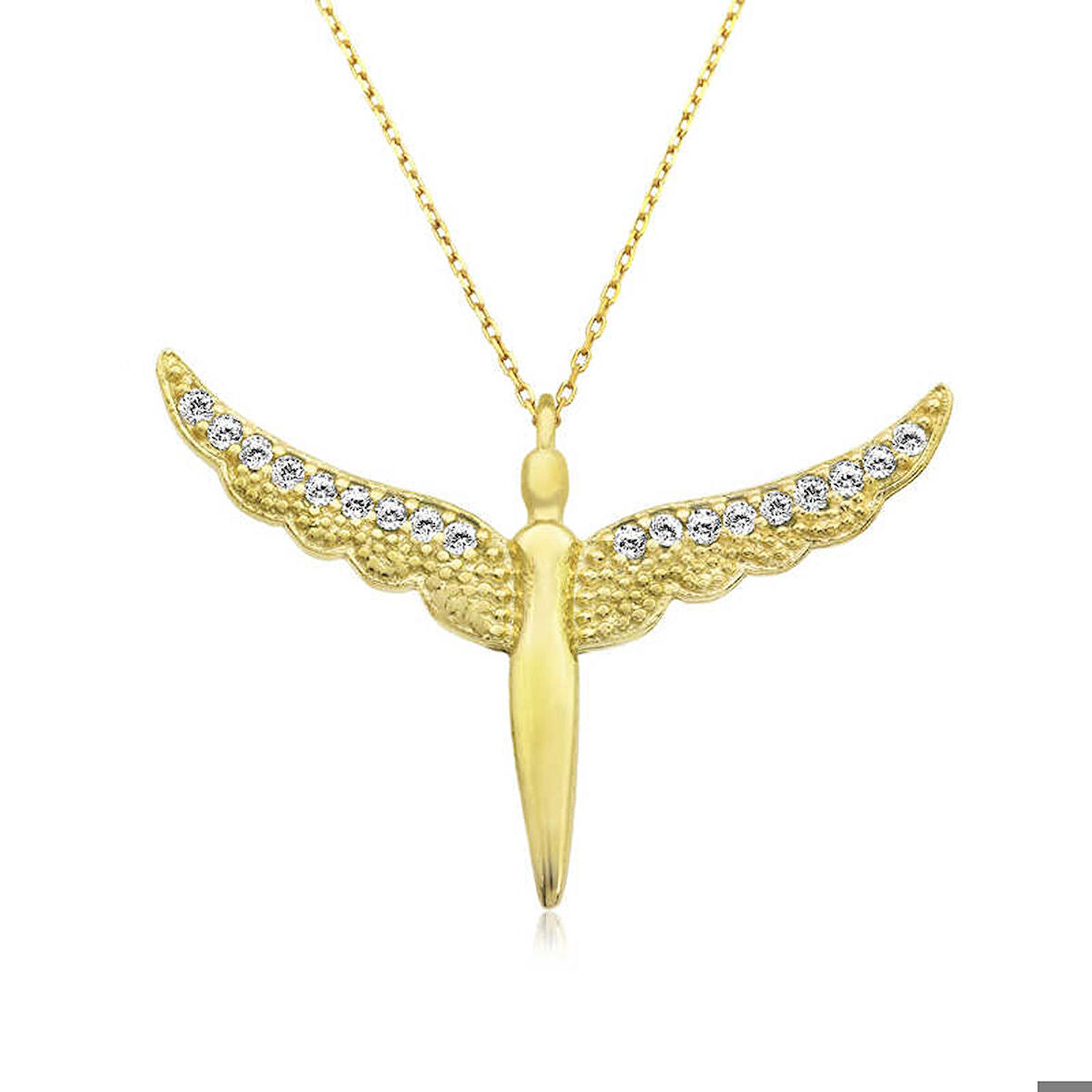 Ebuz ​Gümüş Gold Kanatlı Melek Kadın Kolye